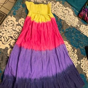 Women’s Vintage Strapless Colorful Bohemian Dress